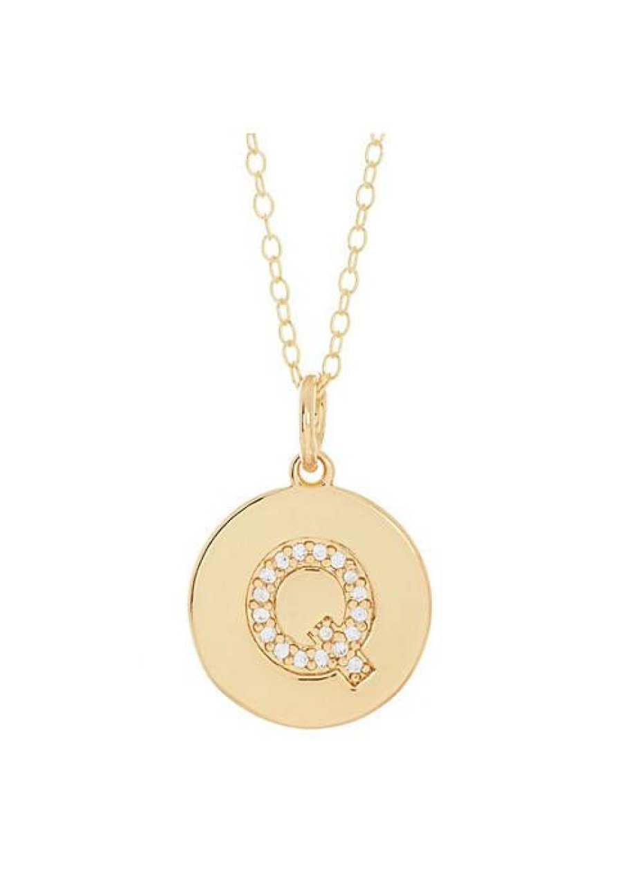 Jewelry * | Best Pirce Adornia Initial Circle Disc Necklace 14K Yellow Plated Vermeil .925 Sterling Silver Gold