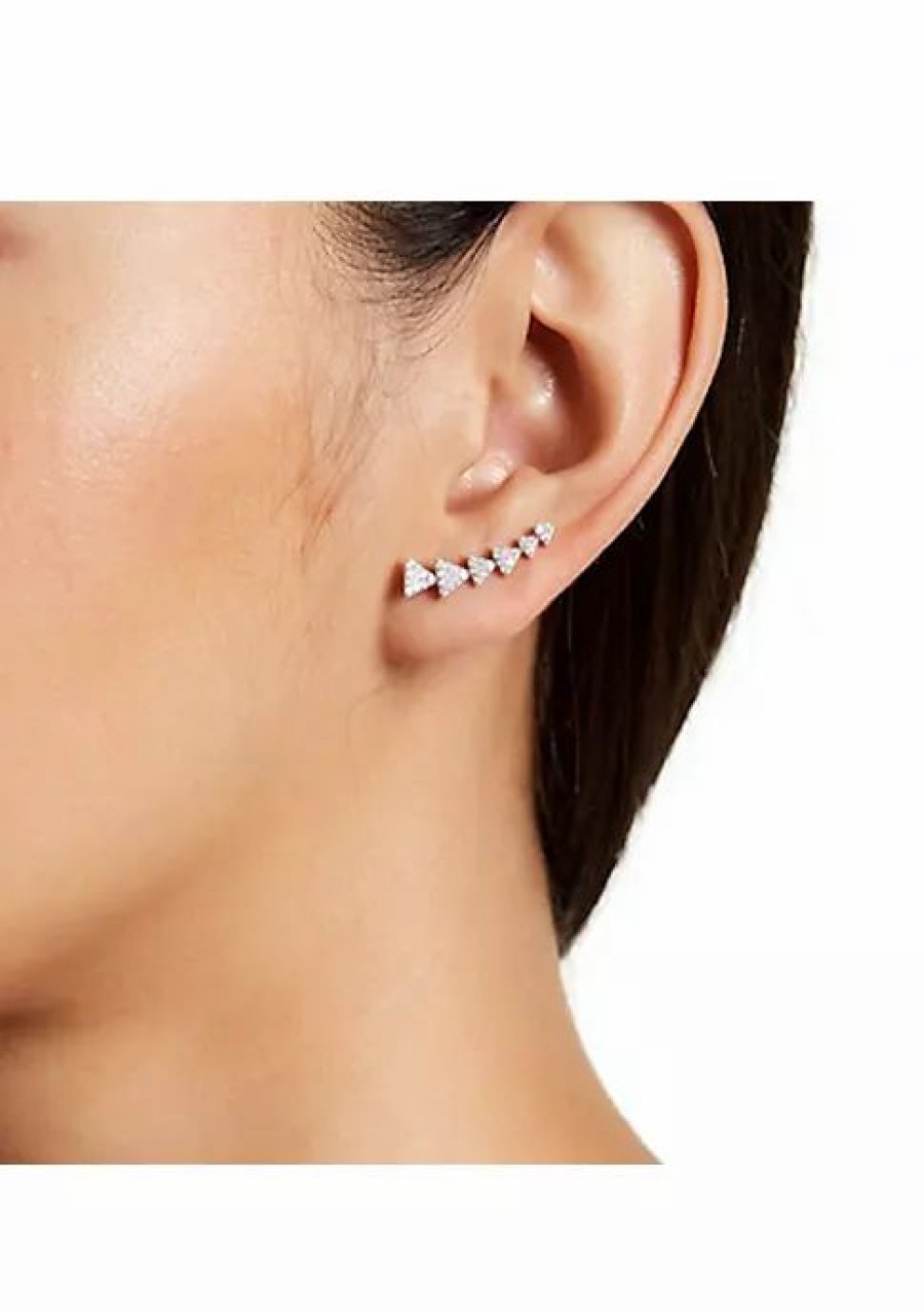 Jewelry * | Best Reviews Of Adornia Crystal Arrow Ear Climber Earrings .925 Sterling Silver