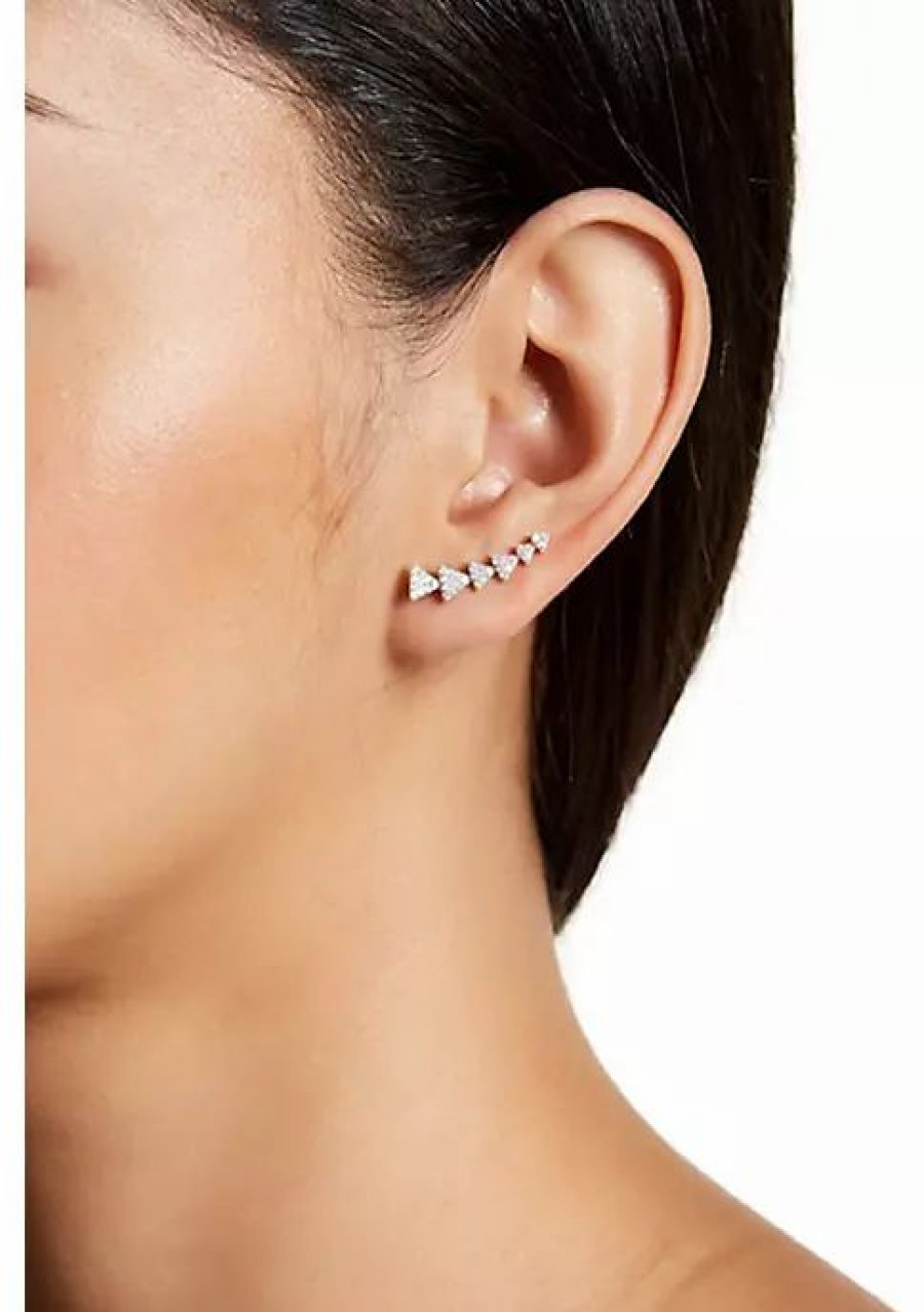 Jewelry * | Best Reviews Of Adornia Crystal Arrow Ear Climber Earrings .925 Sterling Silver