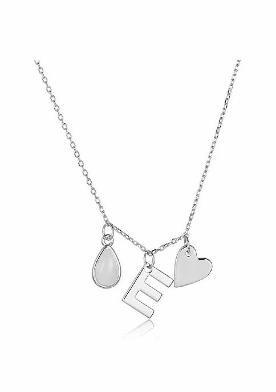 Jewelry * | Budget Adornia Three Charm Necklace Moonstone .925 Sterling Silver White