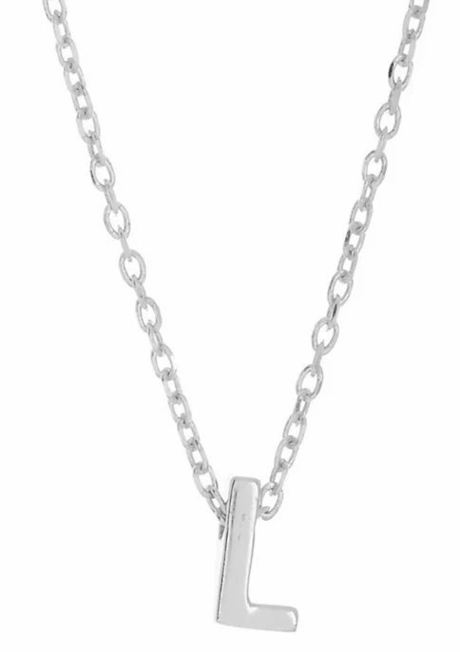 Jewelry * | Buy Adornia Initial Necklace White Rhodium .925 Sterling Silver