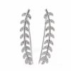 Jewelry * | Discount Adornia Crystal Leaf Ear Climber Earrings .925 Sterling Silver