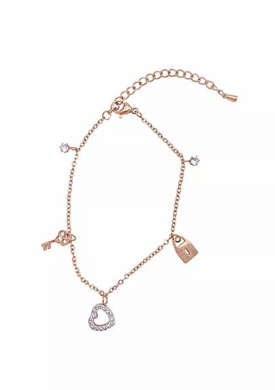 Jewelry * | Cheap Adornia Charm Bracelet Rose Gold Pink