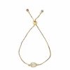 Jewelry * | New Adornia Moonstone Slice Bolo Bracelet Bracelet With Pull Ties Silver Gold White