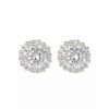 Jewelry * | New Adornia Swarovski Crystal Halo Earrings White Rhodium .925 Sterling Silver