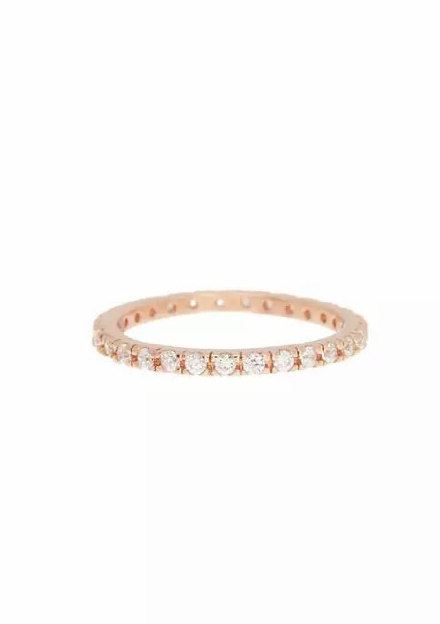 Jewelry * | Best Reviews Of Adornia Crystal Eternity Band Ring 14K Rose Gold Vermeil .925 Sterling Silver Pink