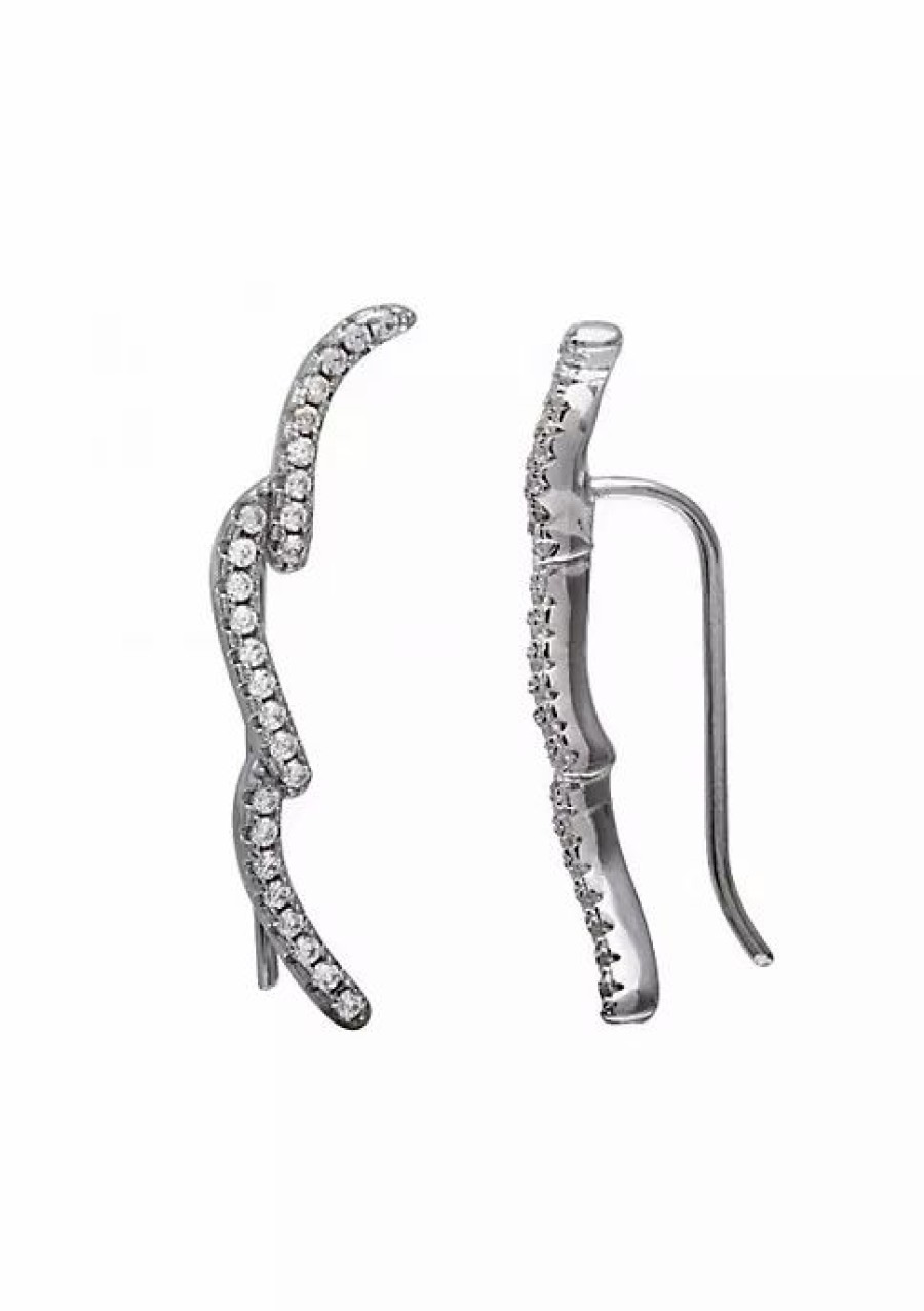 Jewelry * | Brand New Adornia Wave Ear Climber Earrings .925 Sterling Silver