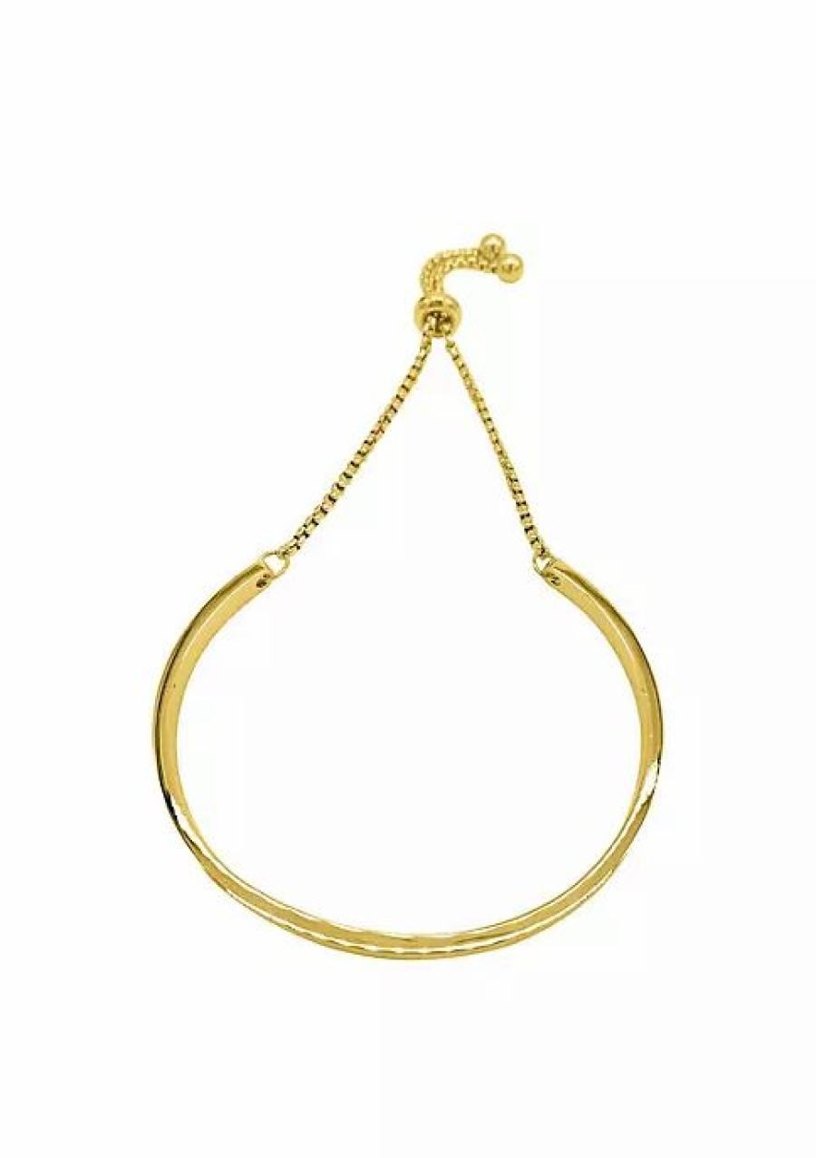 Jewelry * | Flash Sale Adornia Curved Bar Slider Bracelet Silver Gold