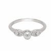 Jewelry * | Cheap Adornia Pearl Crystal Marquis Ring .925 Sterling Silver White