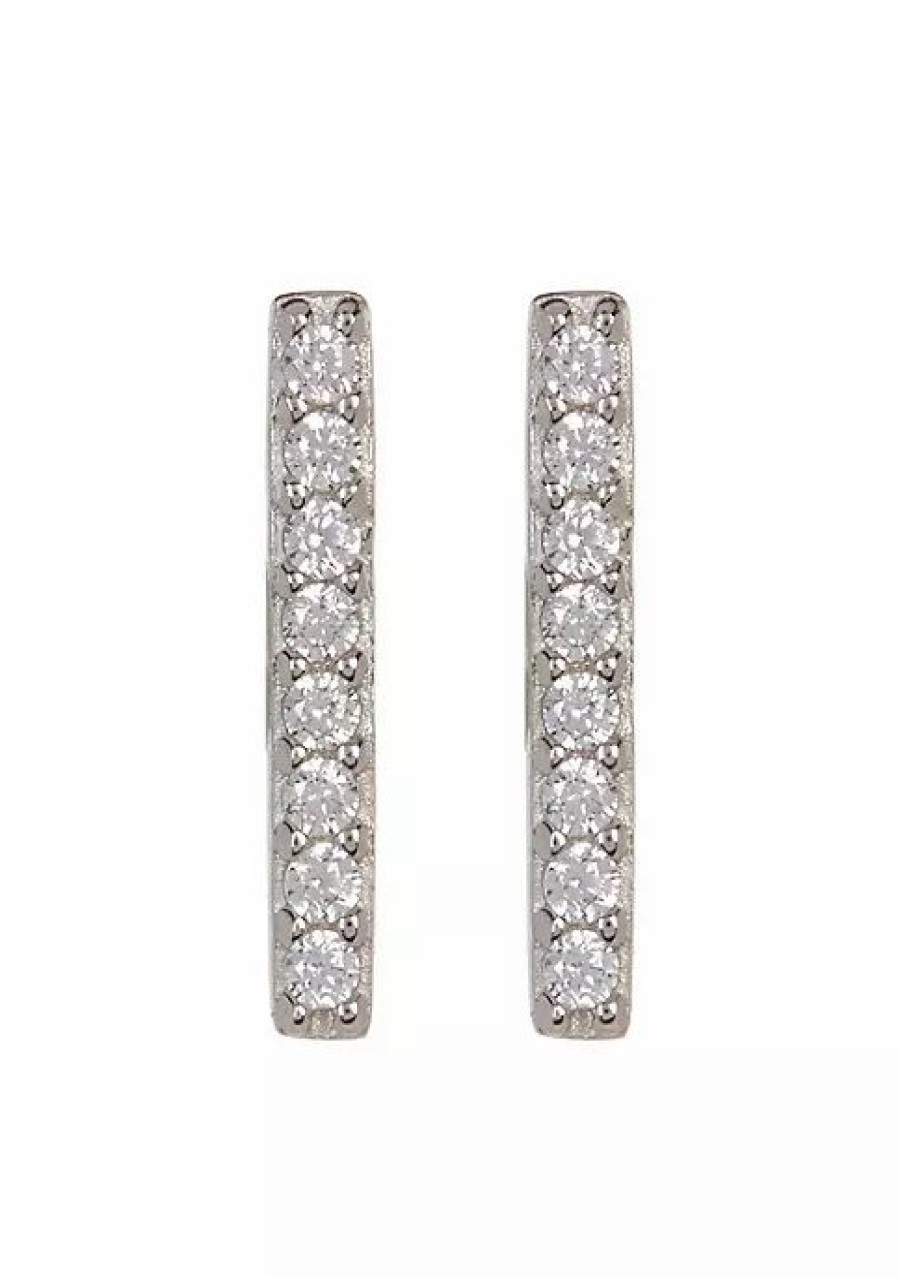 Jewelry * | Coupon Adornia Swarovski Crystal Bar Studs Silver