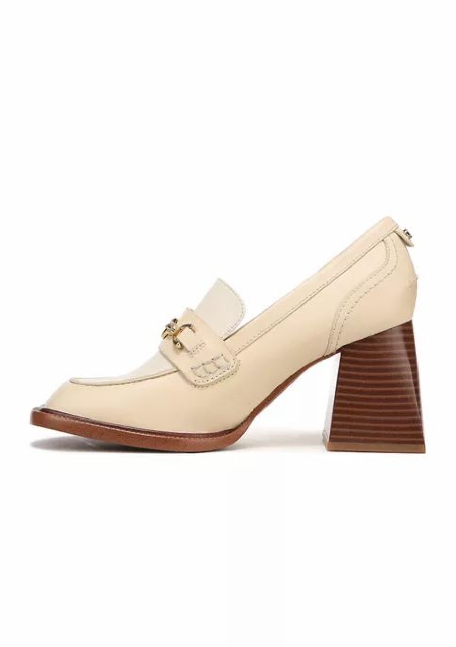 Shoes * | Discount Sam Edelman Quincy Heeled Loafers Eggshell/Ivory