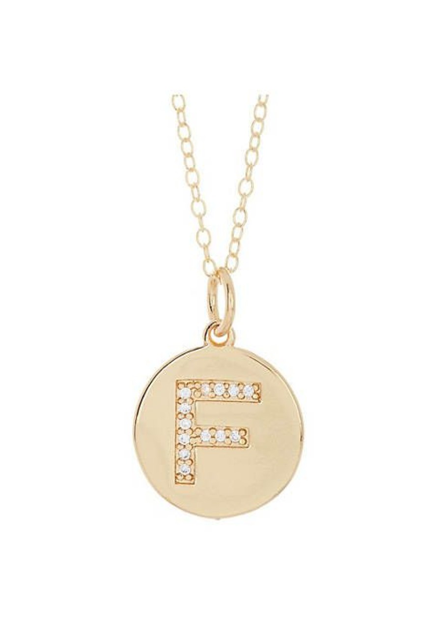 Jewelry * | Best Pirce Adornia Initial Circle Disc Necklace 14K Yellow Plated Vermeil .925 Sterling Silver Gold