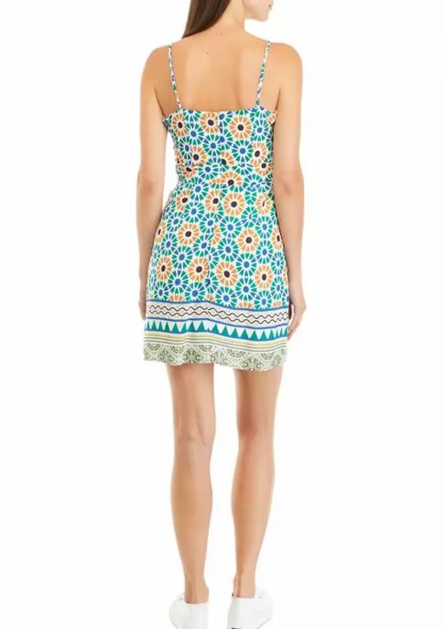 Jeans * | Best Reviews Of Sam Edelman Women'S Sleeveless Mediterranean Mosaic Print Shift Dress Green Multi