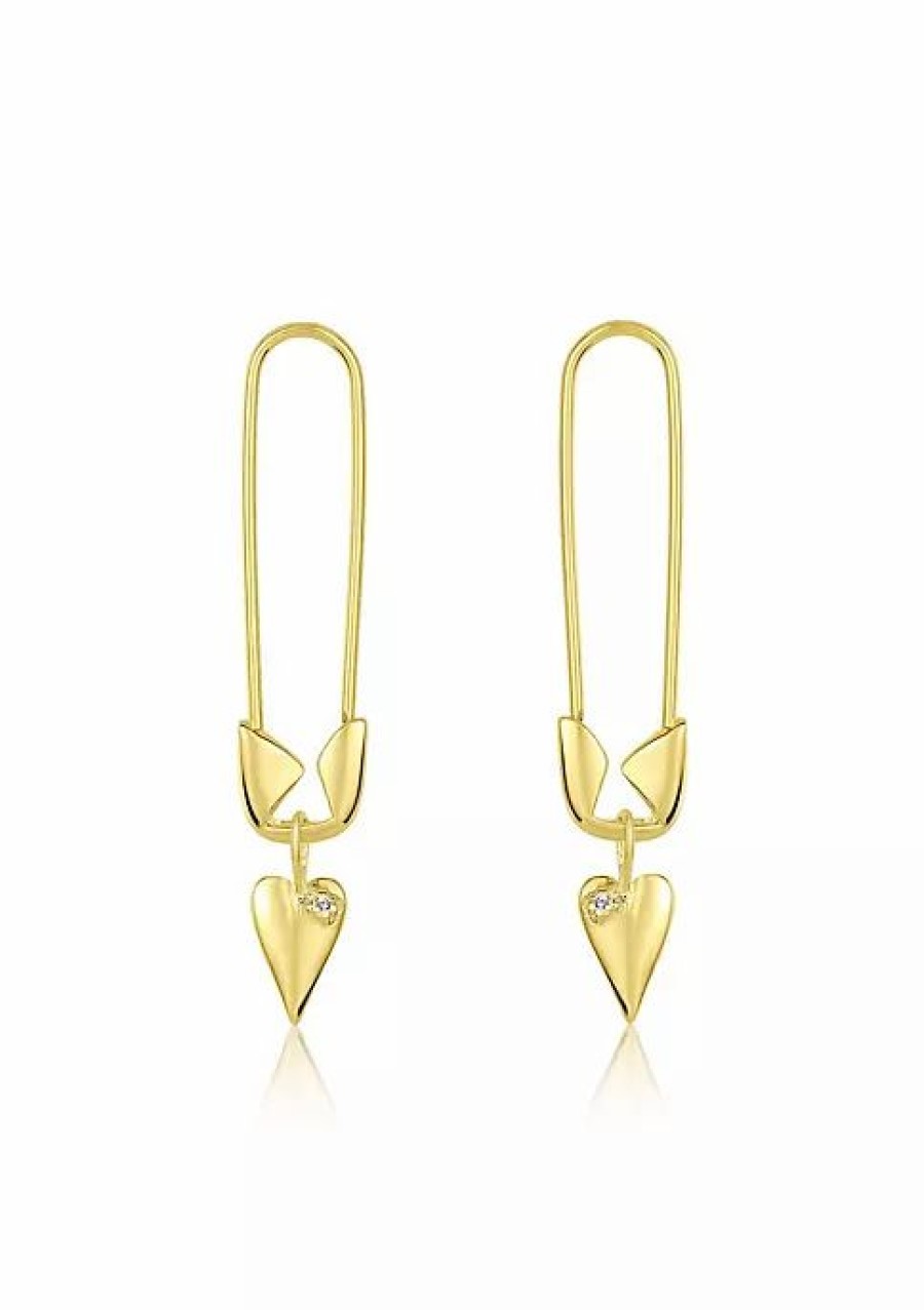 Jewelry * | Best Pirce Adornia Safety Pin Dangle Earrings 14K Yellow Vermeil .925 Sterling Silver Gold