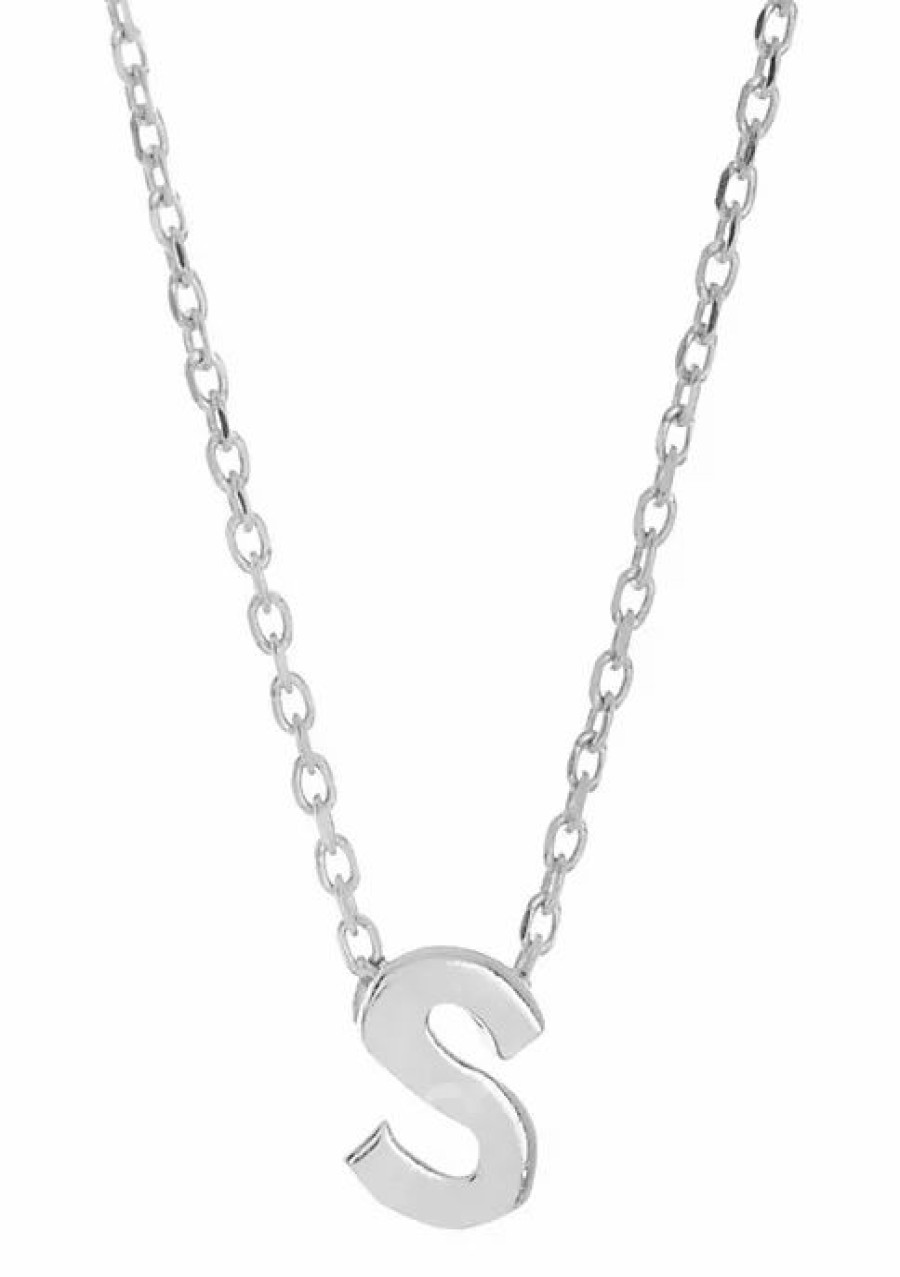 Jewelry * | Top 10 Adornia Initial Necklace White Rhodium .925 Sterling Silver