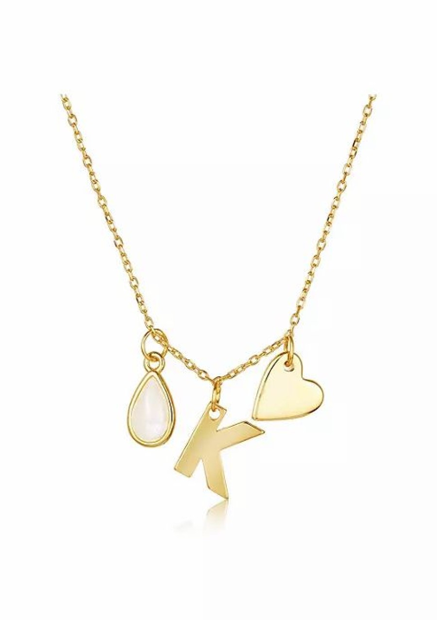 Jewelry * | New Adornia Three Charm Necklace Moonstone Yellow Gold Vermeil .925 Sterling Silver White