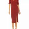 Jeans * | Discount Sam Edelman Women'S Short Sleeve V-Neck Collar Solid Dress Burnt Orange