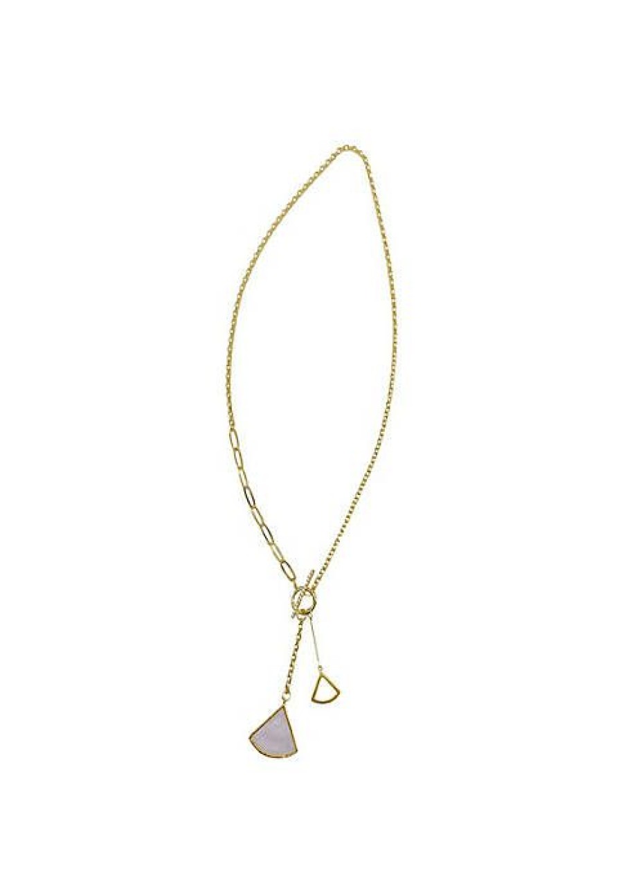 Jewelry * | Coupon Adornia Mixed Chain Toggle Y- Ginko Leaf Drop Necklace Gold