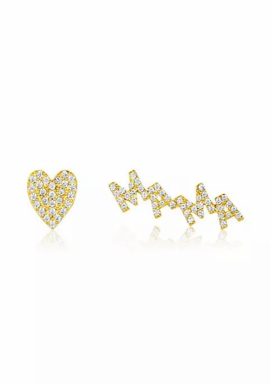 Jewelry * | Coupon Adornia Mama Curved Mismatched Earring Pair Set Yellow Plated Brass Gold