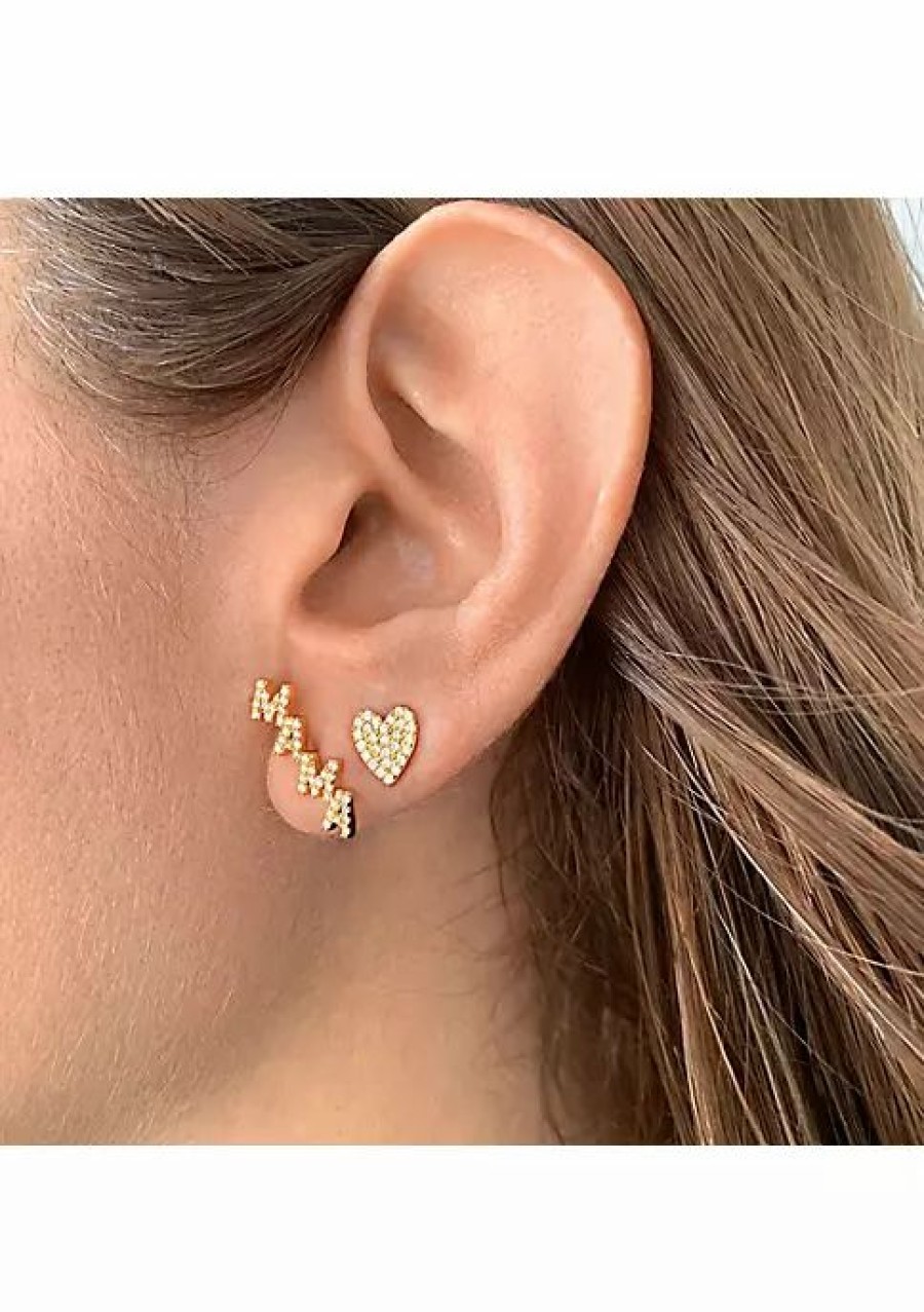 Jewelry * | Coupon Adornia Mama Curved Mismatched Earring Pair Set Yellow Plated Brass Gold