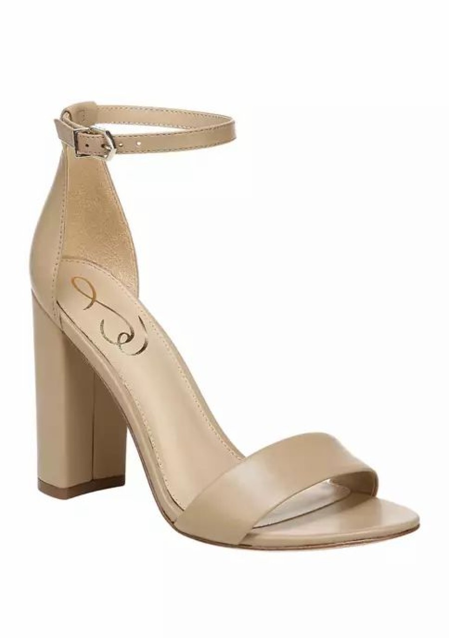 Shoes * | Hot Sale Sam Edelman Yaro Ankle Strap Block Heels Classic Nude