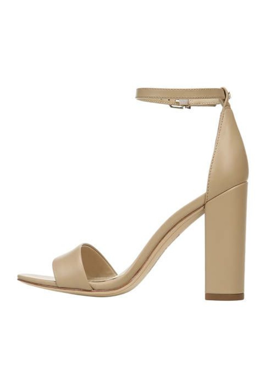 Shoes * | Hot Sale Sam Edelman Yaro Ankle Strap Block Heels Classic Nude