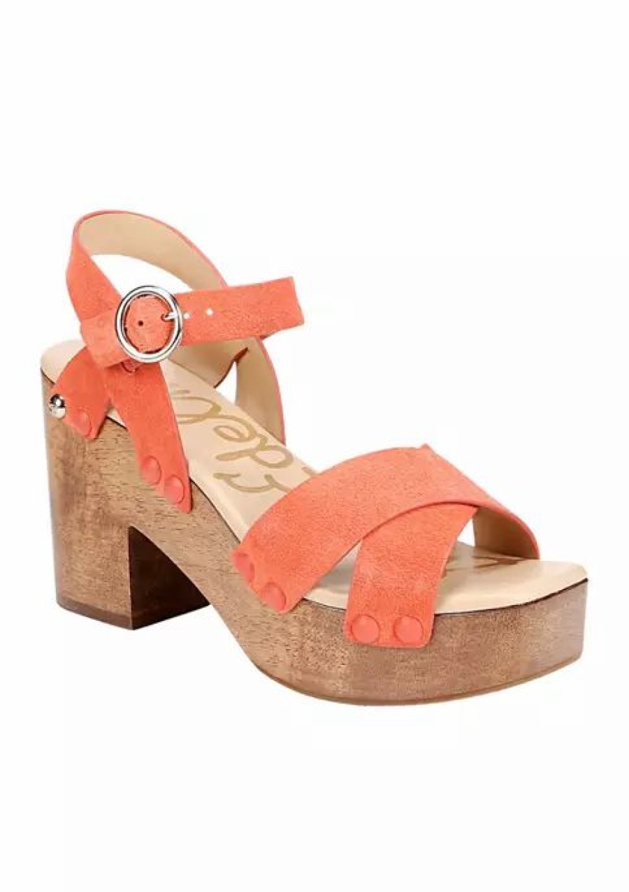 Shoes * | Best Deal Sam Edelman Josefine Heeled Sandals Tangerine