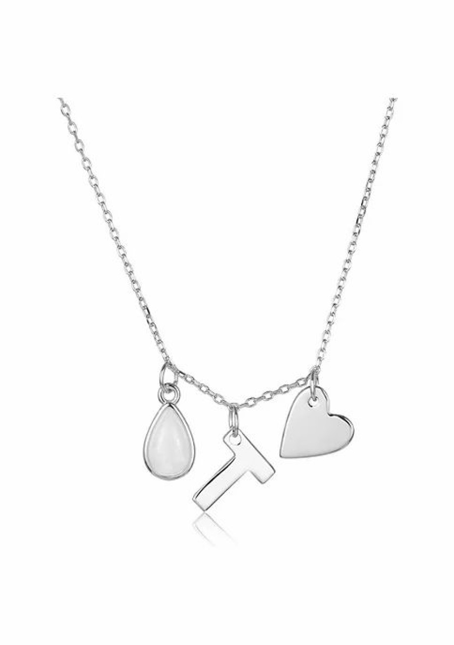 Jewelry * | Wholesale Adornia Three Charm Necklace Moonstone .925 Sterling Silver White