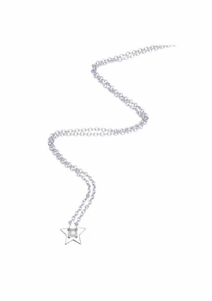 Jewelry * | Outlet Adornia Star Necklace With Moonstone Centerpiece Silver Gold White