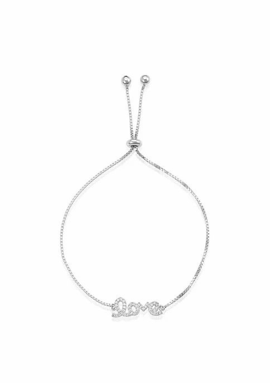 Jewelry * | Top 10 Adornia Love Bolo Bracelet Sterling Crystal Silver