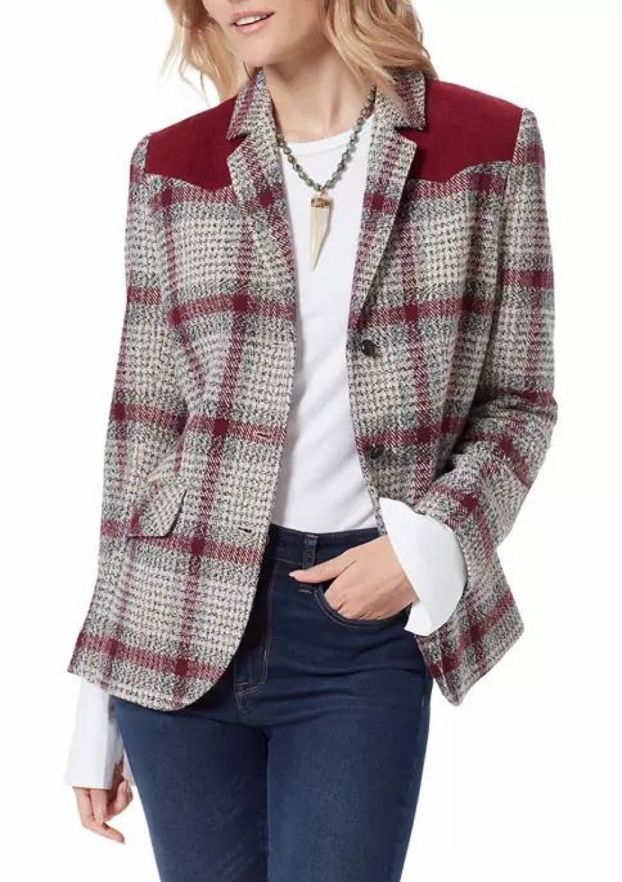 Jeans * | Best Reviews Of Sam Edelman Women'S Rivington Blazer Forest Fable Plaid/Tan