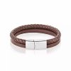 Jewelry * | Deals Adornia Leather Combo Bracelet Silver Brown