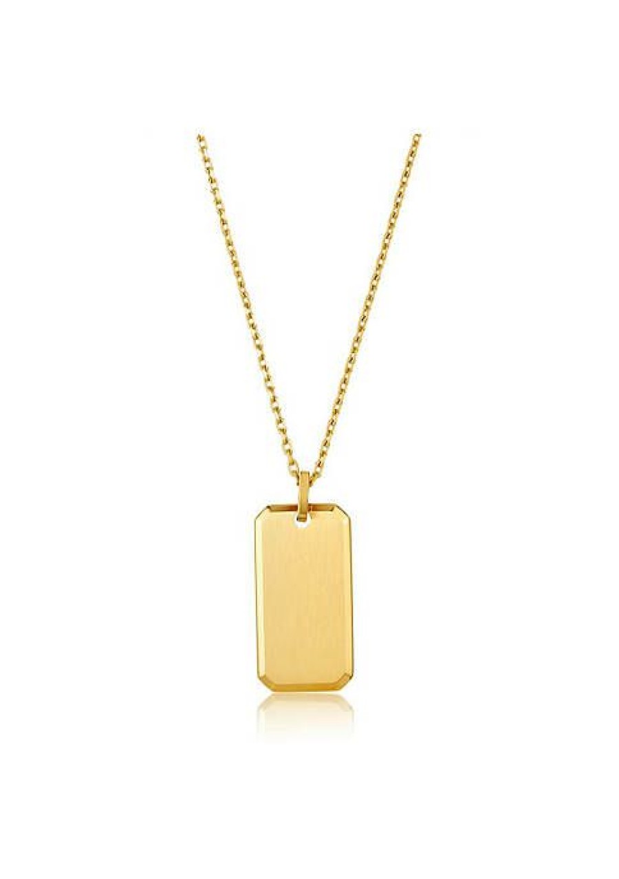 Jewelry * | Best Sale Adornia Dog Tag Necklace 24 Gold