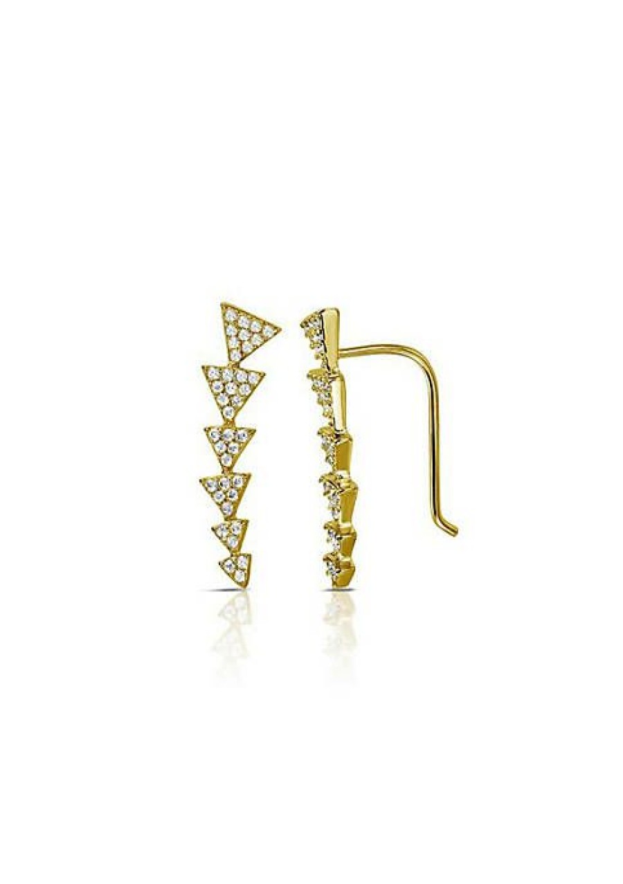 Jewelry * | Best Deal Adornia Crystal Arrow Ear Climber Yellow Vermeil .925 Sterling Silver Gold