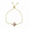 Jewelry * | Cheap Adornia Four Point Flower Bolo Bracelet Mother Of Pearl Gold Pink