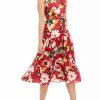 Jeans * | Best Deal Sam Edelman Women'S Sleeveless Floral Midi Dress Red Multi