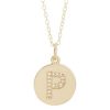 Jewelry * | Promo Adornia Initial Circle Disc Necklace 14K Yellow Plated Vermeil .925 Sterling Silver Gold