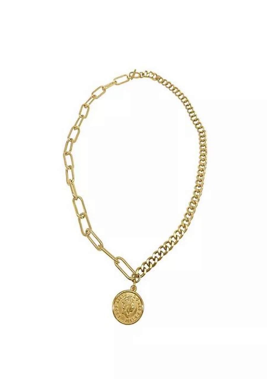 Jewelry * | Best Sale Adornia Coin Mixed Chain Necklace Yellow Gold