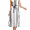 Jeans * | Best Pirce Sam Edelman Women'S Crochet Stripe Tie Waist Midi Dress Navy/Ecru