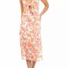 Jeans * | Best Pirce Sam Edelman Women'S Hibiscus Print Tie Front Dress Orange/White