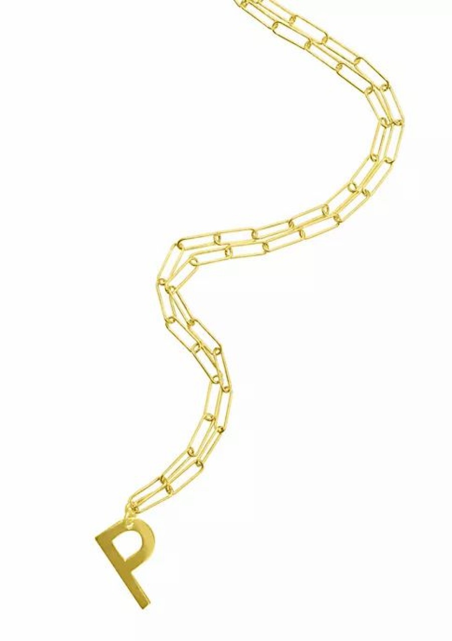 Jewelry * | Best Reviews Of Adornia Initial Neckalce With Paperclip Link Chain 14K Yellow Vermeil .925 Sterling Silver Gold