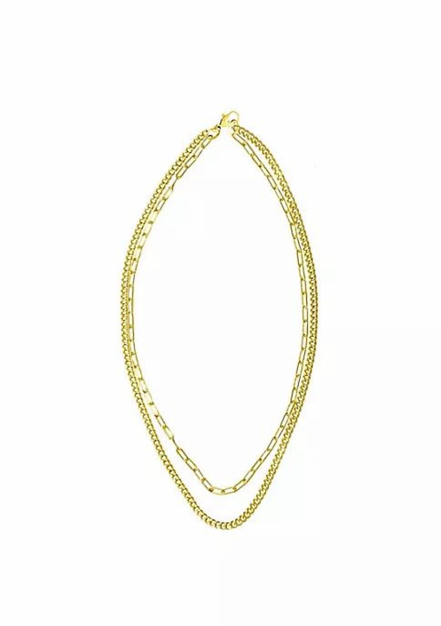 Jewelry * | Top 10 Adornia Layered Mixed Chain Necklace Yellow Vermeil .925 Sterling Silver Gold