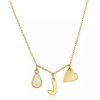 Jewelry * | Deals Adornia Three Charm Necklace Moonstone Yellow Gold Vermeil .925 Sterling Silver White