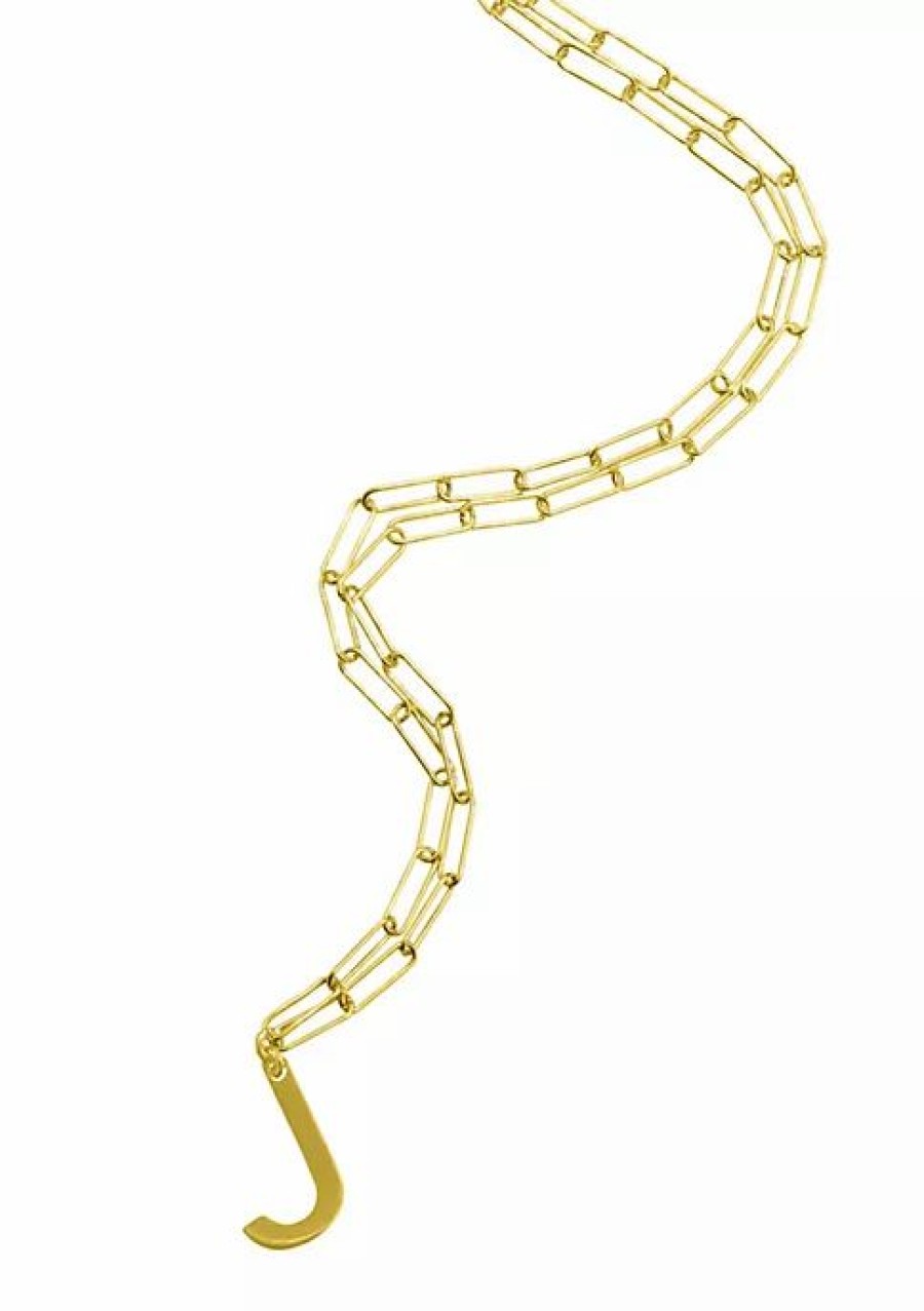 Jewelry * | Flash Sale Adornia Initial Neckalce With Paperclip Link Chain 14K Yellow Vermeil .925 Sterling Silver Gold