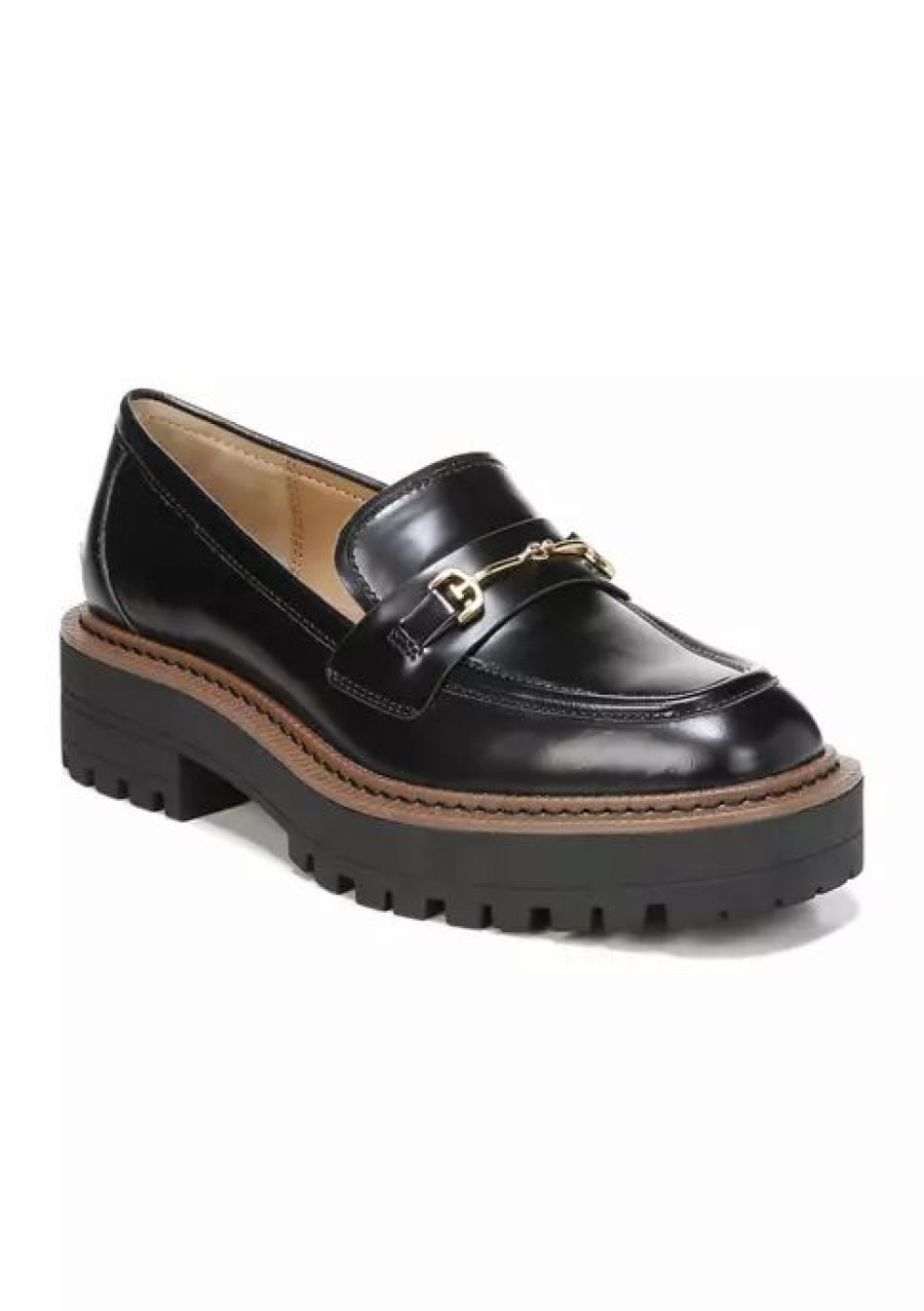 Shoes * | Top 10 Sam Edelman Laurs Lug Sole Loafers Black