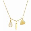 Jewelry * | Promo Adornia Three Charm Necklace Moonstone Yellow Gold Vermeil .925 Sterling Silver White