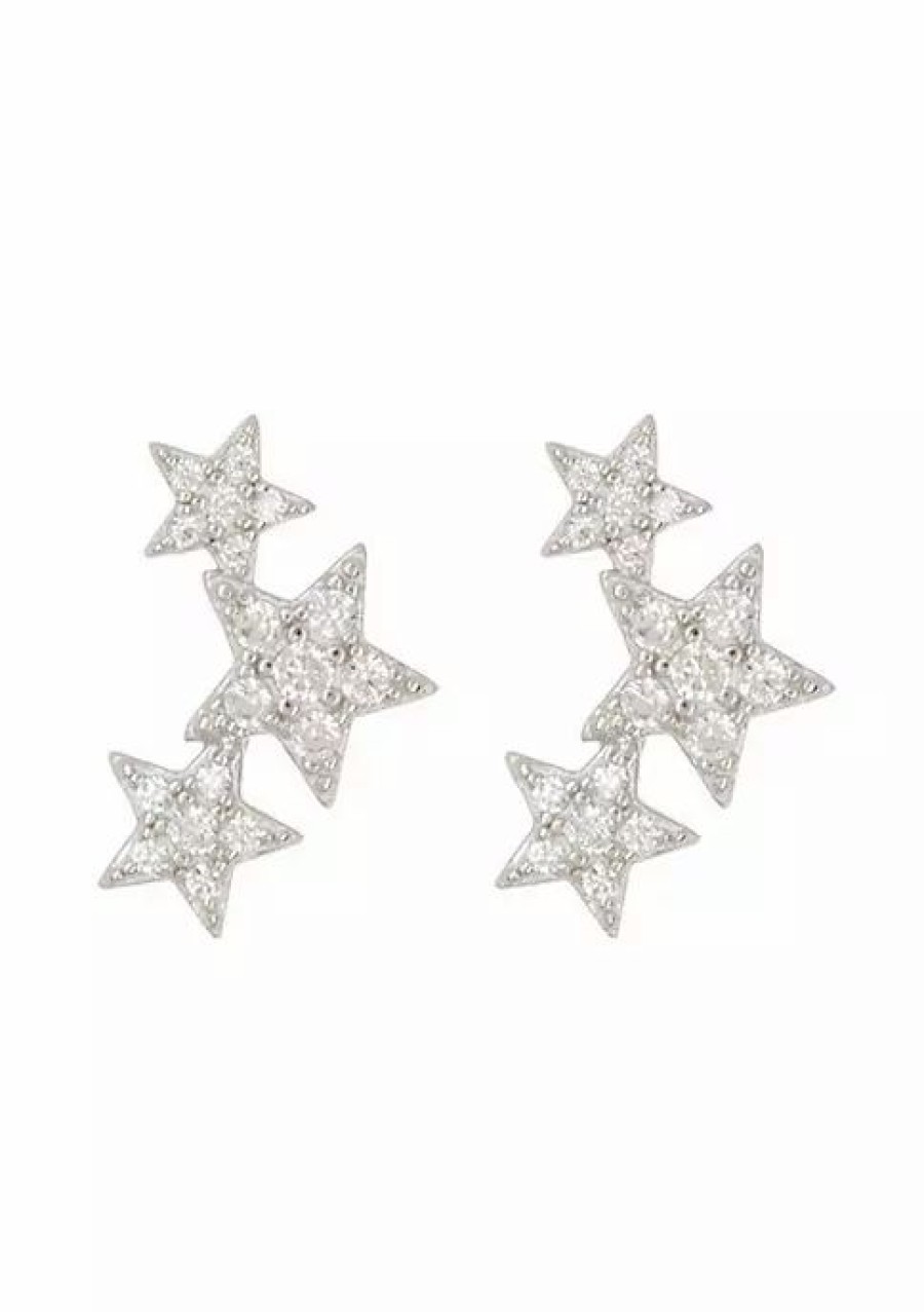 Jewelry * | Discount Adornia Crystal Starburst Studs .925 Sterling Silver