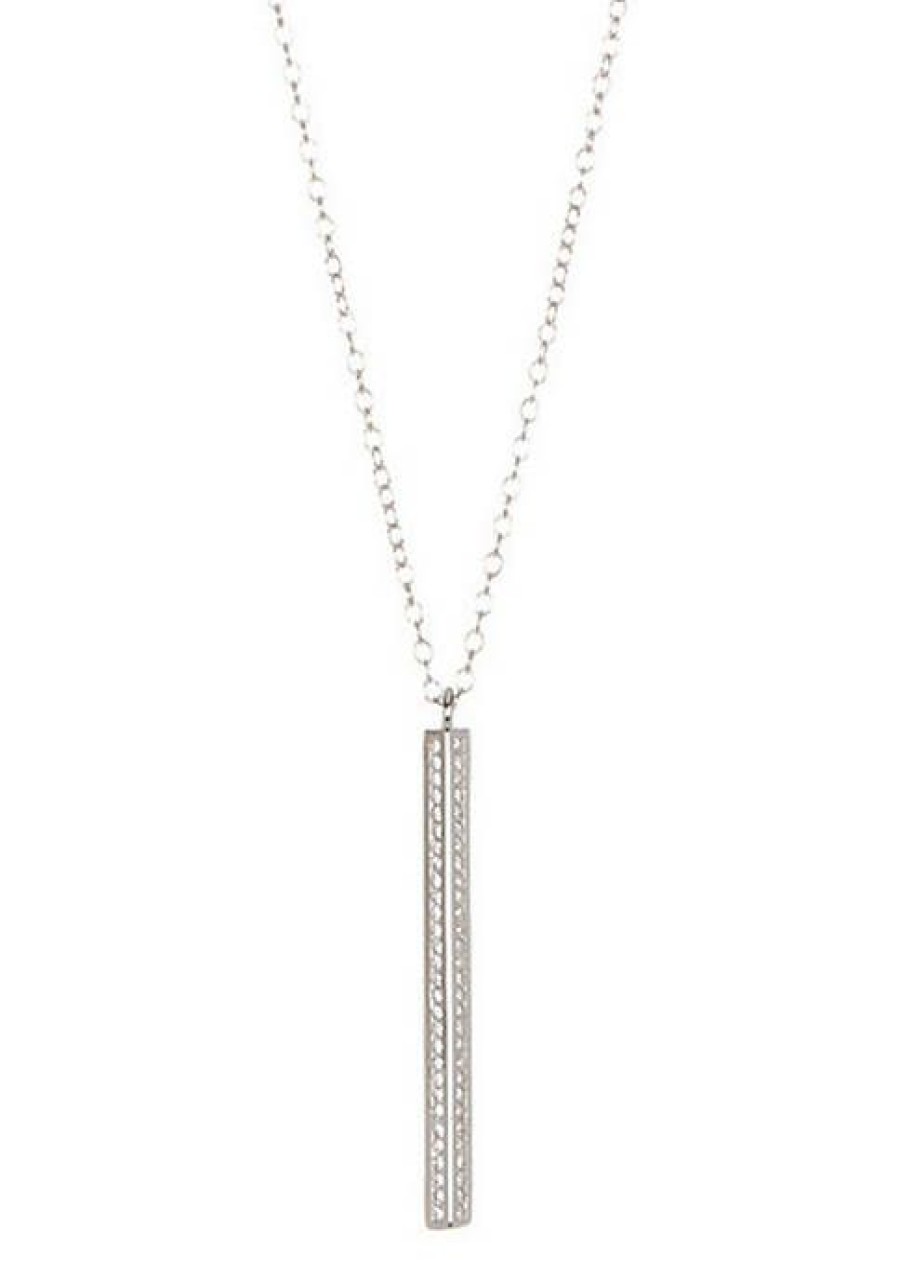 Jewelry * | Discount Adornia Vertical Bar Necklace .925 Sterling Silver