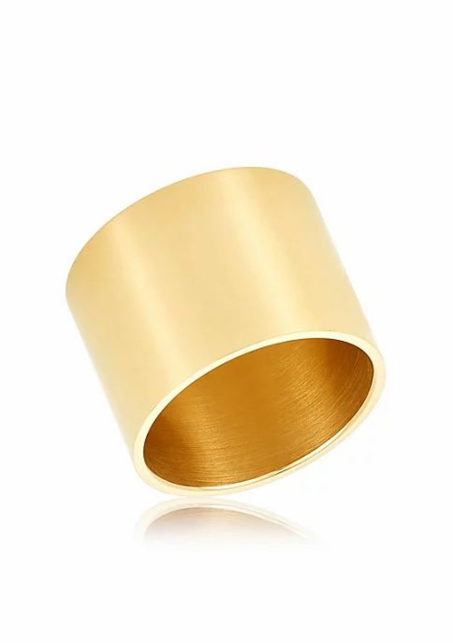 Jewelry * | Outlet Adornia 15Mm Cigar Band Yellow Vermeil Stainless Steel Gold