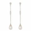 Jewelry * | Deals Adornia Freshwater Pearl And Crystal Drop Earrings .925 Sterling Silver White